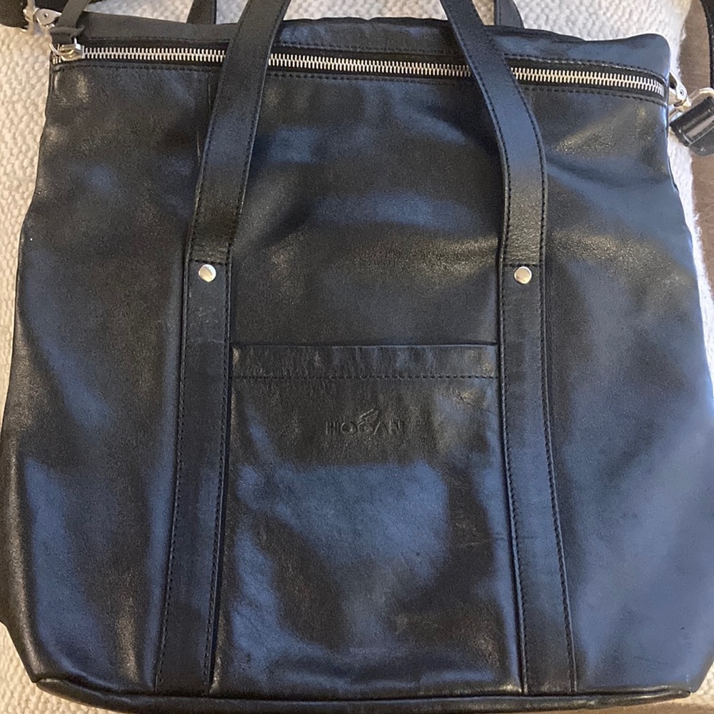 Black Leather and Nylon Hogan Tote like new